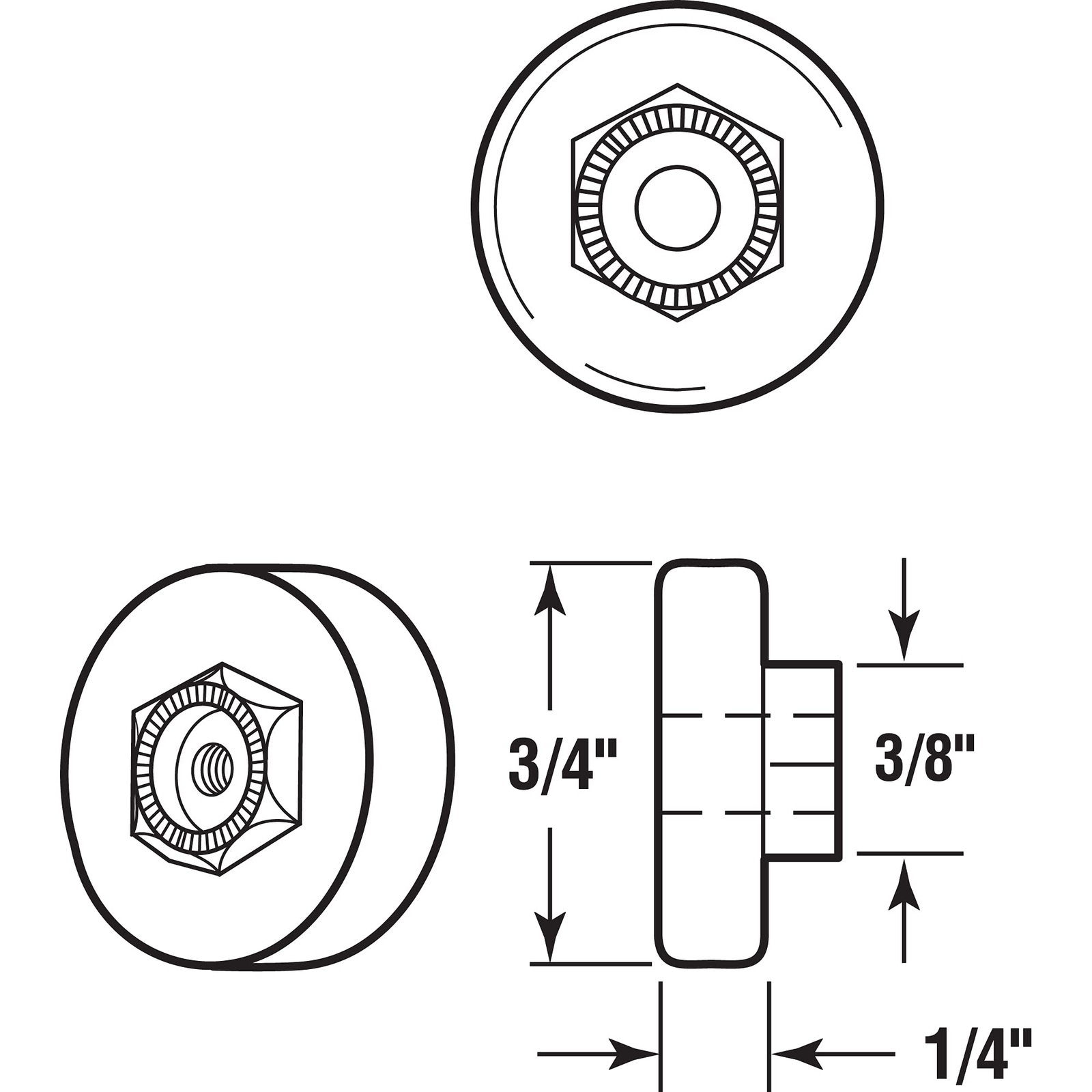 Mp60012 Shower Door Roller 3/4 In. Plastic Steel Ball Bearing Flat Edge 2 Pack gallery