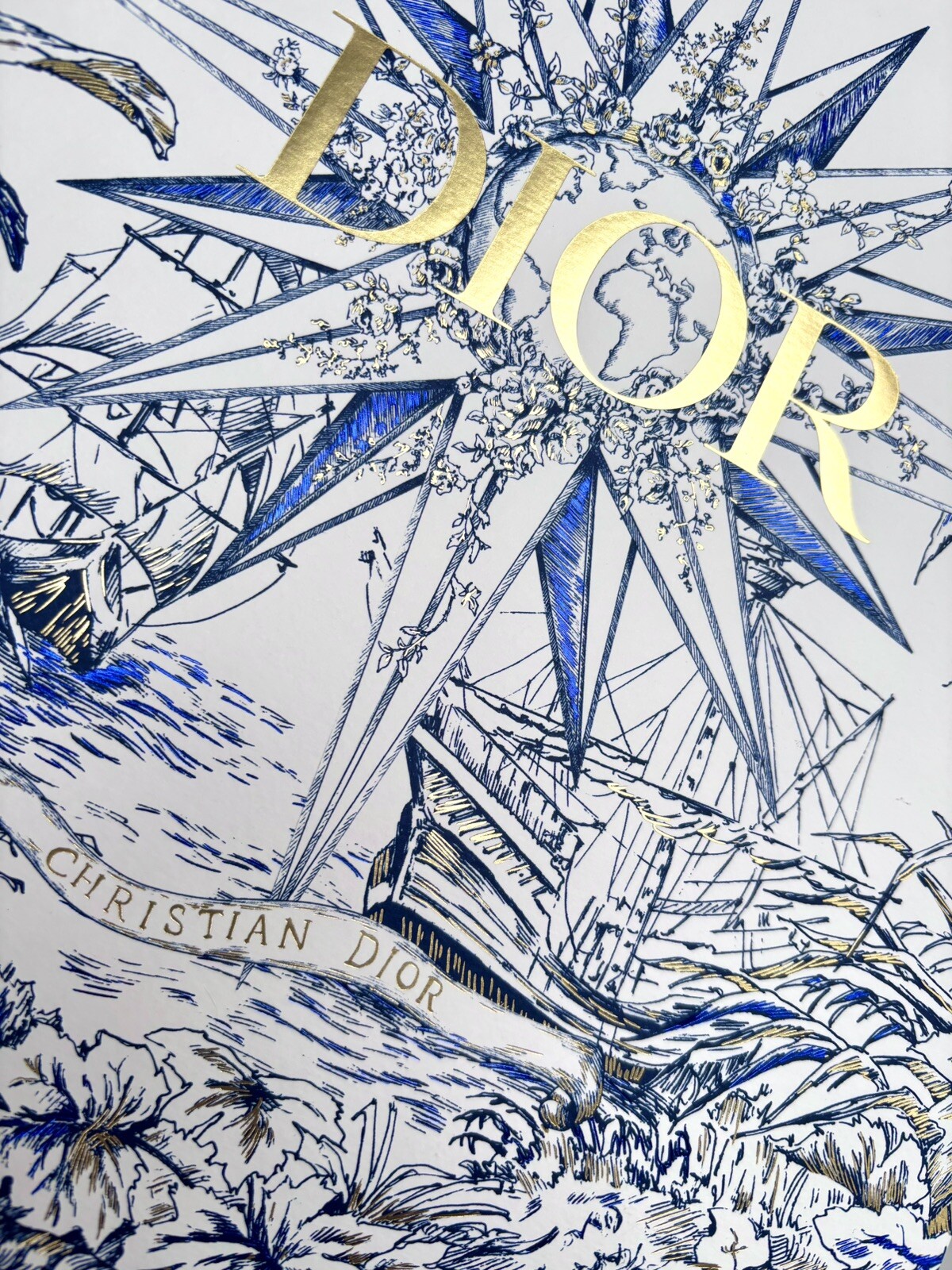 BRAND NEW RARE Authentic Dior 2022 Holiday Nautical Toile Gift Bag 15x 10 x5 In gallery