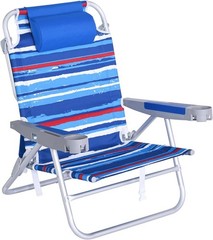 Extra Wide Low Beach Chair 5 Position Lay Flat 500 LBS Heavy Duty, XL Oversized