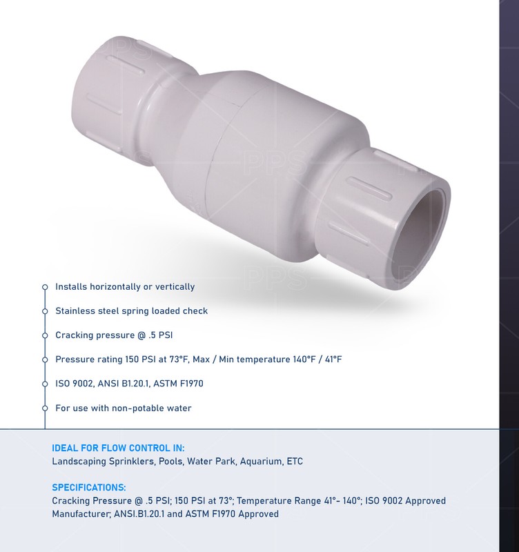 PVC White Plastic Solvent Inline Check Valve for Backflow Prevention gallery