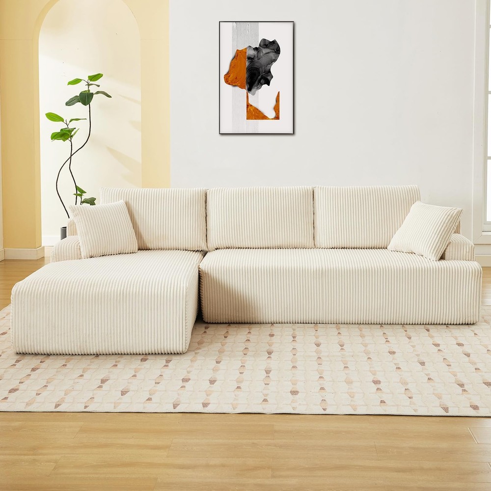 L-Shaped Modular Sectional Sofa ,Corduroy Couch Sofa for Living Room with Chaise