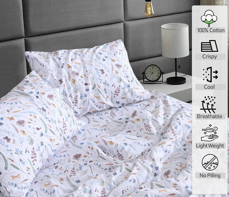 100% Cotton Sheets - Crispy Cooling Percale Sheets for Full Size Bed, Breathable gallery