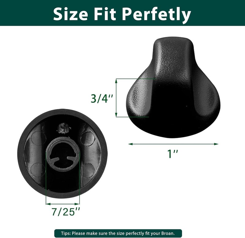 2-Pack S99360232 Range Hood Knobs Black Fits Broan Nutone Vent Fan Replacement gallery