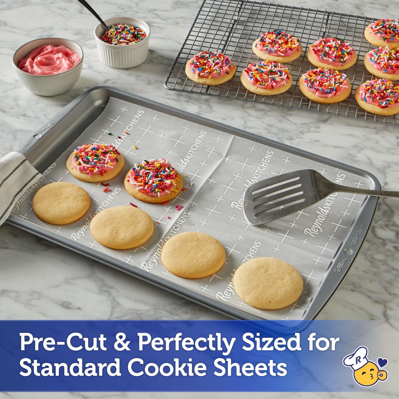 Kitchens Cookie Baking Sheets, Pre-Cut Parchment Paper,25 Count (Pack of 4), 100 gallery