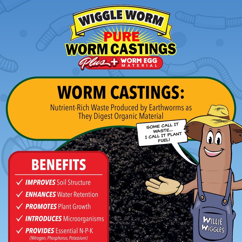 WIGGLE WORM Plus Worm Egg Material Soil Fertilizer For Gardening/Planting, 40 lb gallery