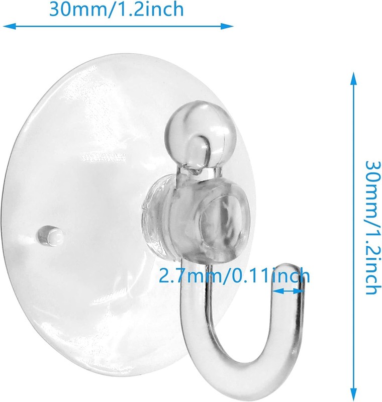 20pcs Clear Suction Cup Hooks – Reusable Plastic Hangers for Wall & Window gallery