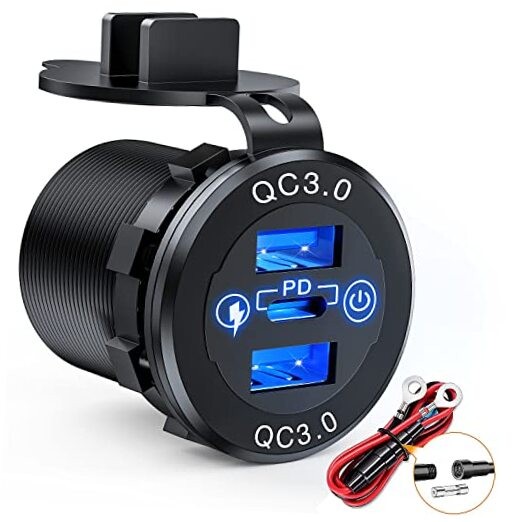 Dual USB Socket PD Type C and QC3.0 12V 24V Car Outlet PD Type C and Dual USB gallery