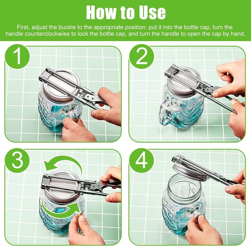2PCS Adjustable Multifunctional Stainless Steel Can Opener Jar Lid Gripper New gallery