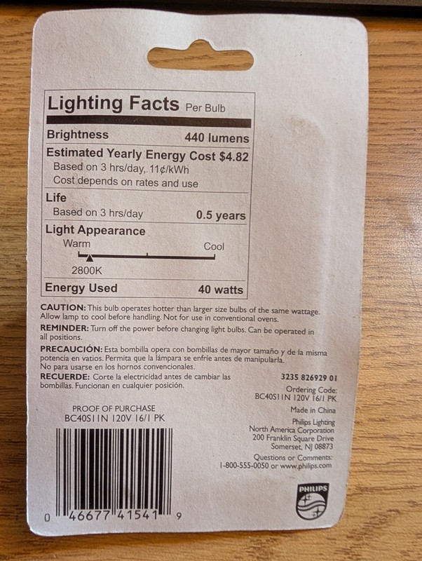 Philips 40 watts, S11, Intermediate Base Appliance Bulb, 440 Lumens gallery
