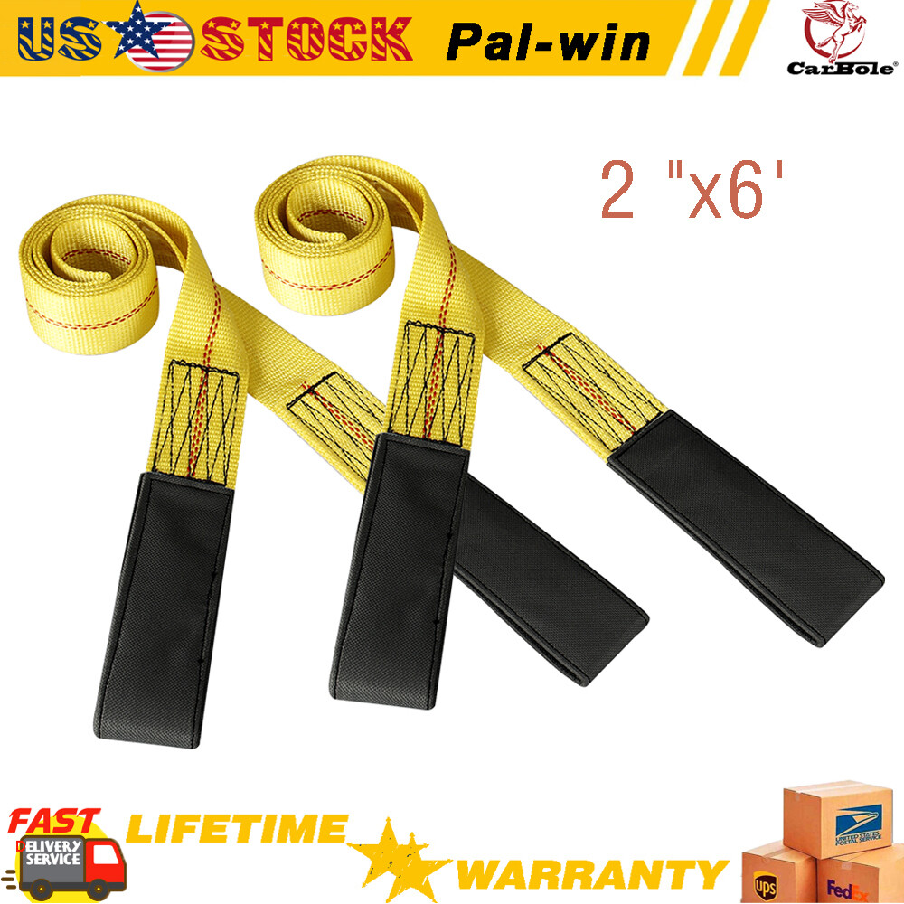 2 "x6' Tow Strap with Reinforced Loops Vehicle Recovery Strap Durable 2Pack gallery