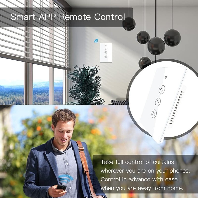 MOES WiFi RF Smart Curtain Switch Roller Blinds Shutter Touch Alexa Google APP gallery
