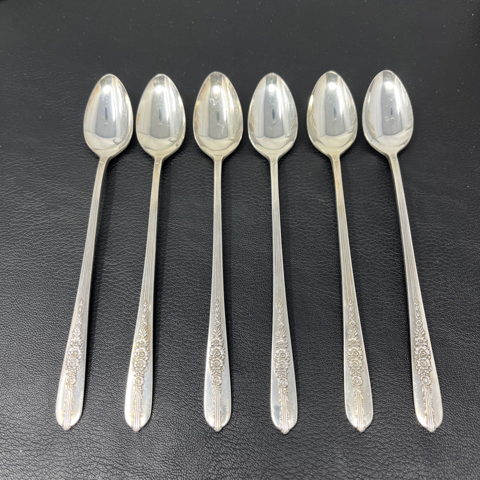 Oneida ROYAL ROSE Iced Beverage Iced Tea Spoon Lot of 6 Silverplate 7 5/8 in gallery