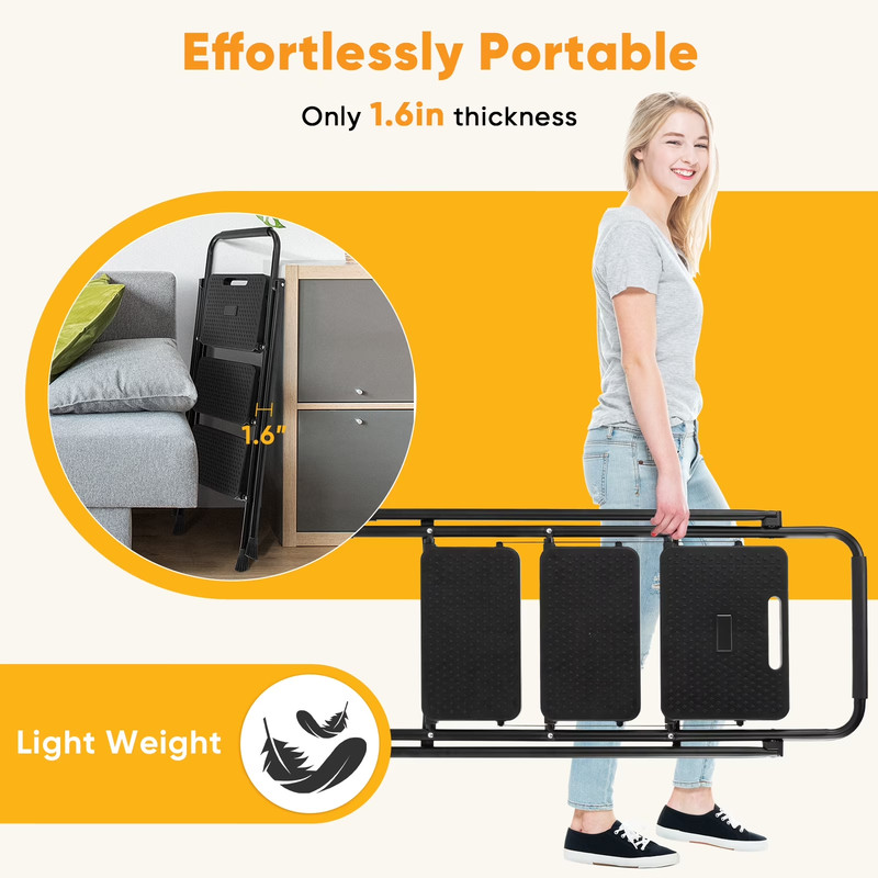 CONCETTA 3-Step Folding Ladder - Lightweight, Anti-Slip Pedal, 800lb Capacity gallery