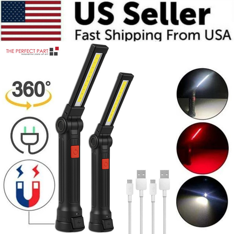 Rechargeable LED COB Work Light Mechanic Flashlight Lamp Magnetic Base Bright gallery