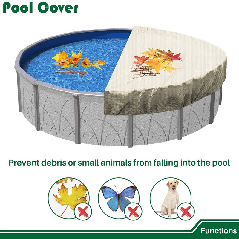 8'-18' Round Above Ground Swimming Pool Winter Covers -Beige Gray Turquoise STD gallery