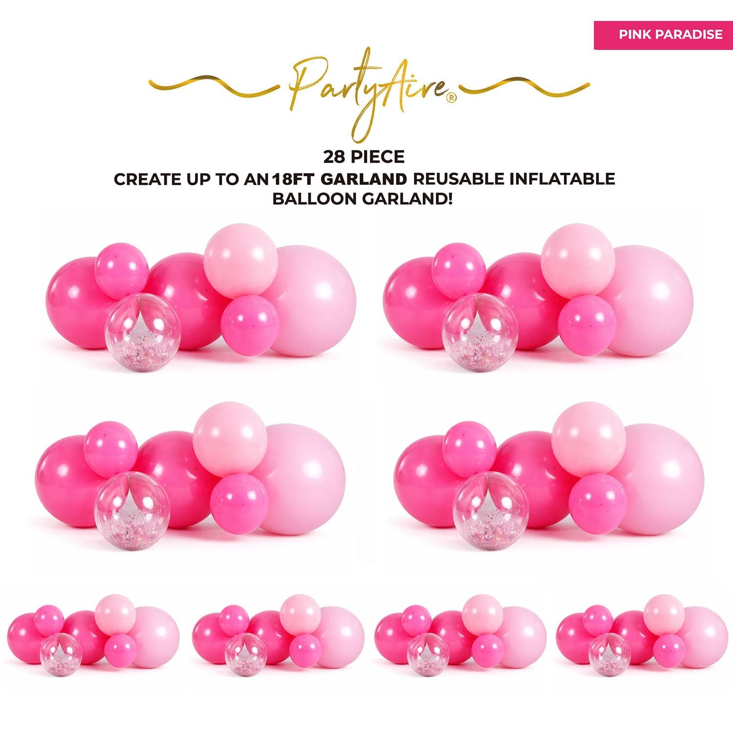 PartyAire 18' Reusable PVC Balloon Arch, 28 pc. Pink Paradise SAMEDAYSHIP!! gallery