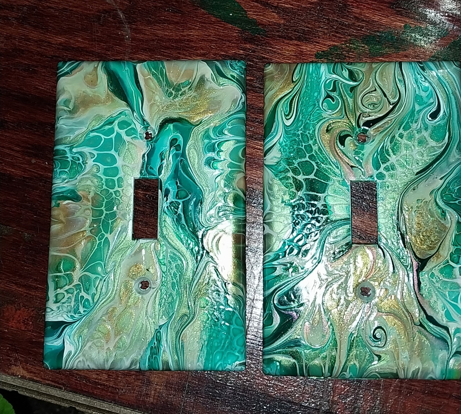 Hand Painted Hippie Boho Tie Dye Multicolored Light Switch Covers w/screws Set 2 gallery