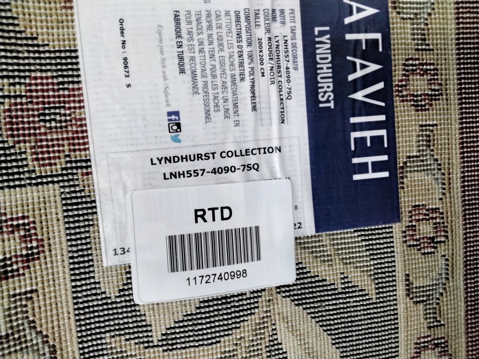 RED / BLAK 6'-7" X 6'-7" Back Stain Rug Reduced Price 1172740998 LNH557-4090-7SQ gallery