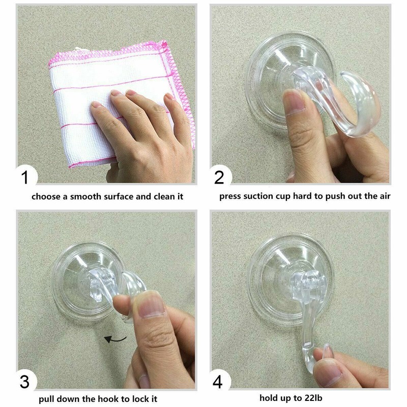 2Pcs Heavy Duty Suction Cup Hook Home Suction Wall Hanger Hold Up to 22lb/10kg gallery