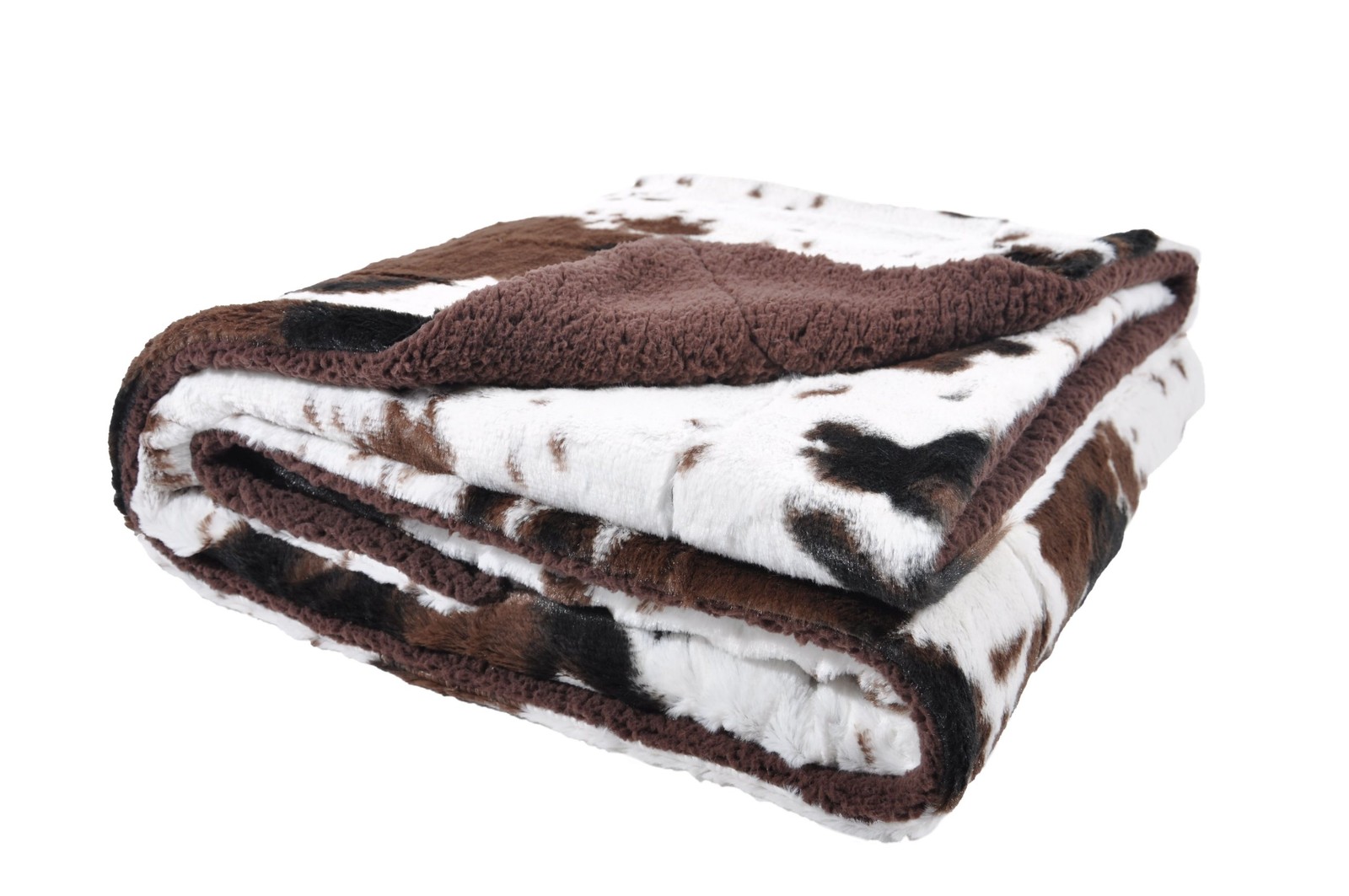 Double Layer Throw Blanket - Reversible Plush & Sherpa Cowhide Quilt - Lightw... gallery