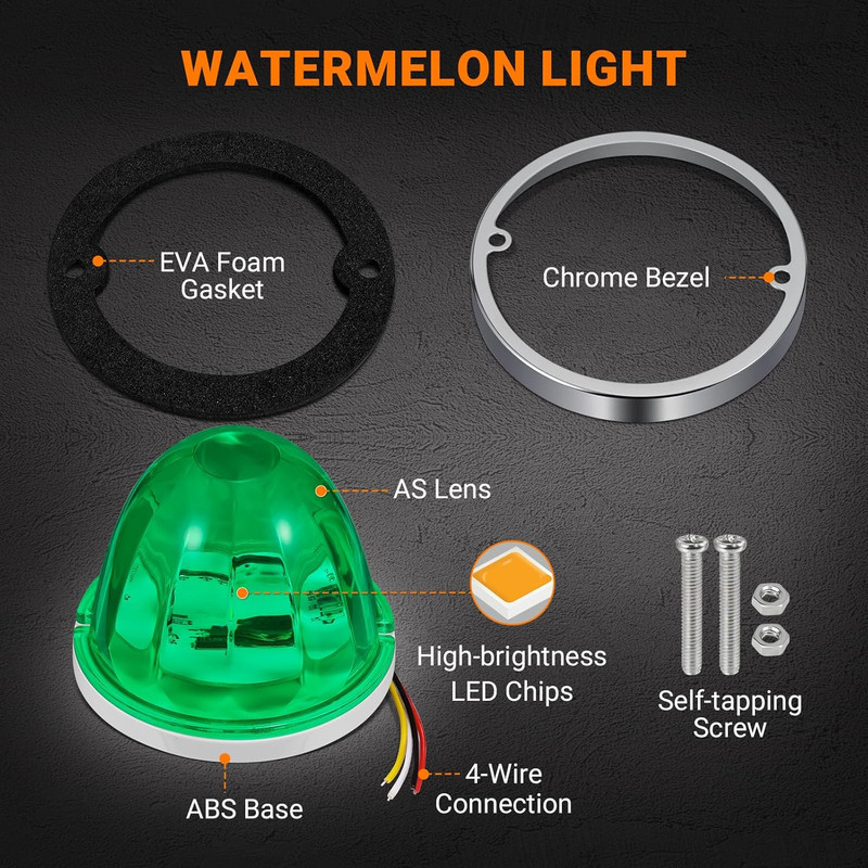 2PCS Watermelon Lights, Strobe & Constant Dual Function Green LED Watermelon Lig gallery