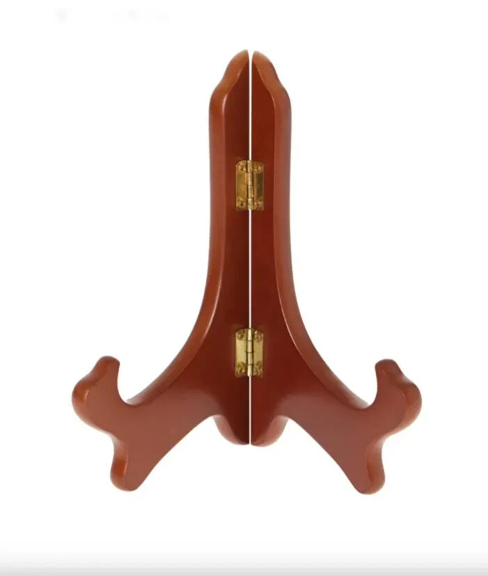 Bard's Hinged Walnut MDF Wood Plate Stand, 7" H x 6" W x 4.25" D (For 7" - 8.5") gallery