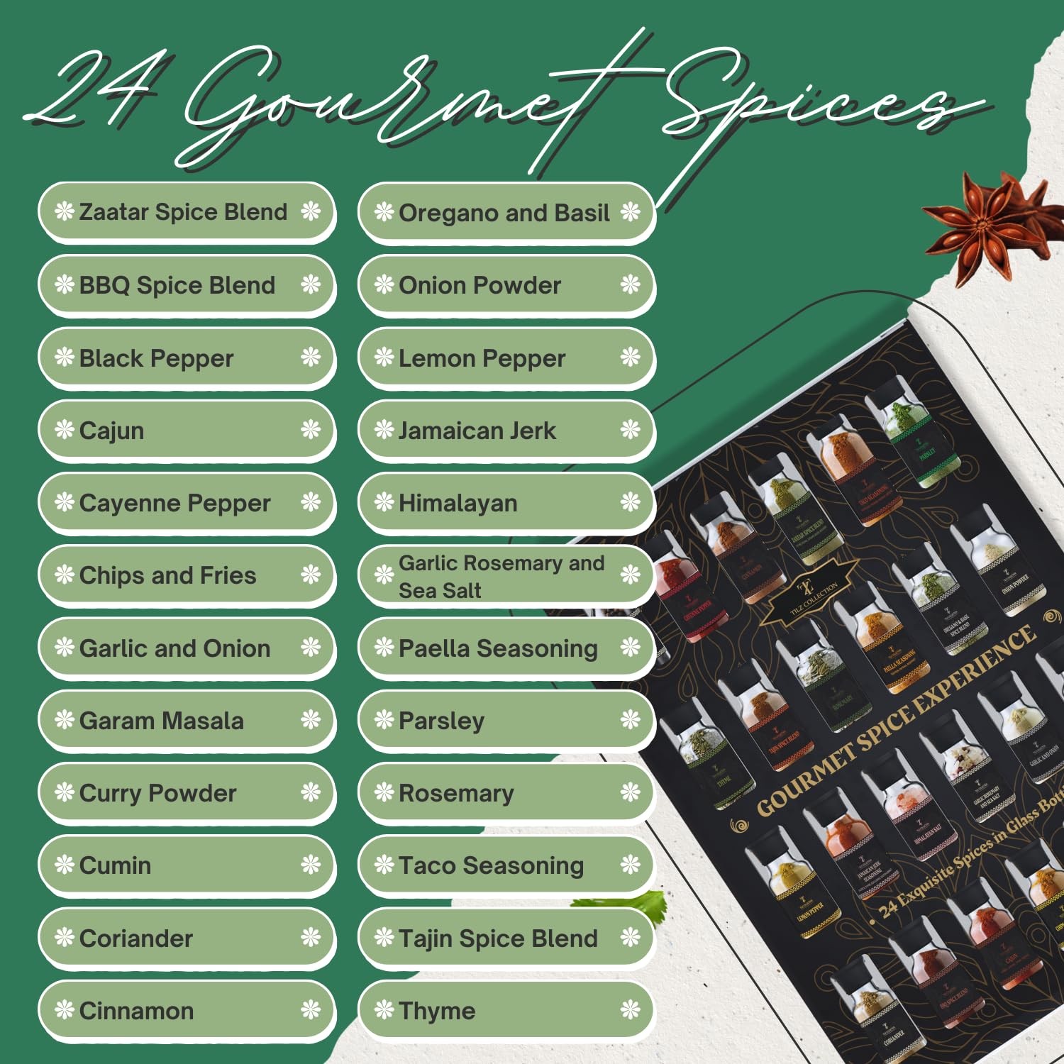 24 Gourmet Spice Collection for Cooking, Grilling, Rubs, and Herbs gallery