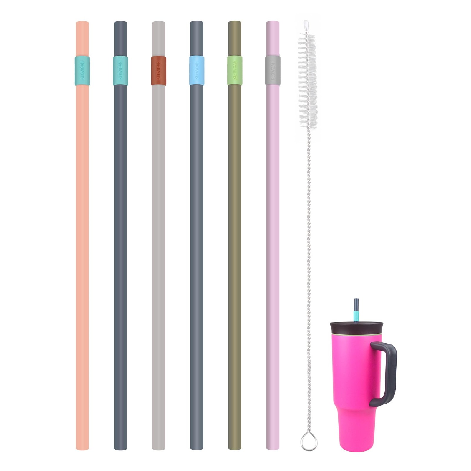 Replacement Straws for Owala 40oz Tumbler, with 1 Brush,6 Pack 6 Colours gallery