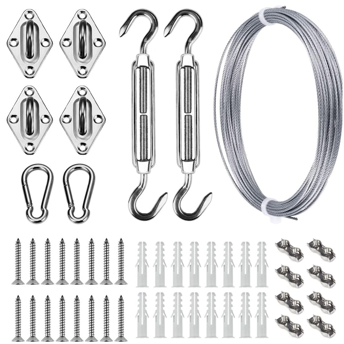 Sun Shade Hardware Kit for Rectangle and Square 12ft x 12ft, Silver gallery