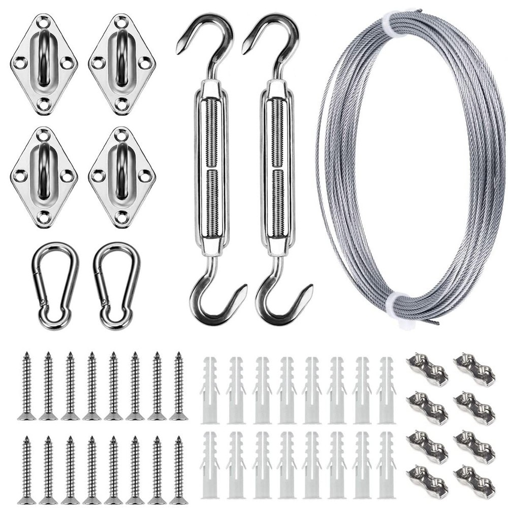 Sun Shade Hardware Kit for Rectangle and Square 12ft x 12ft, Silver