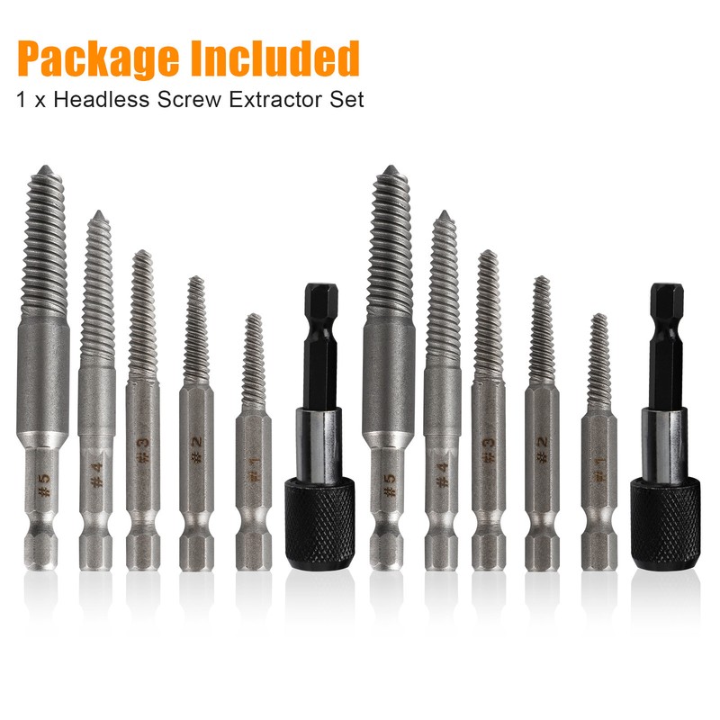 12Pcs Stud Screw Extractor Remover 1/4" Inch Hex Shank Damaged Bolt Easy Out Set gallery