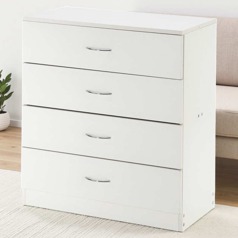 Modern Single White Storage Cabinet With 4 Drawers, Durable Cabinet Organizer gallery