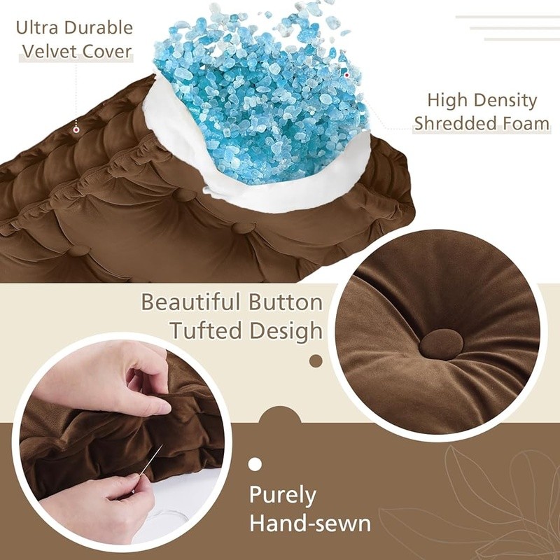 Tufted Velvet Memory Foam Bench Cushion Indoor Sofa Pillow Comfortable Seating gallery