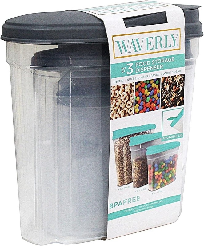 Dependable 3-Piece Cereal Dispenser Set BPA-Free Food Storage Containers grey gallery
