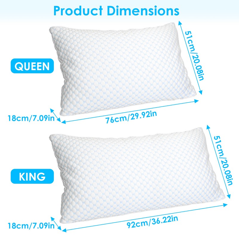 Cool Bamboo Pillows 2 Pack Adjustable Shredded Memory Foam Pillows King or Queen gallery