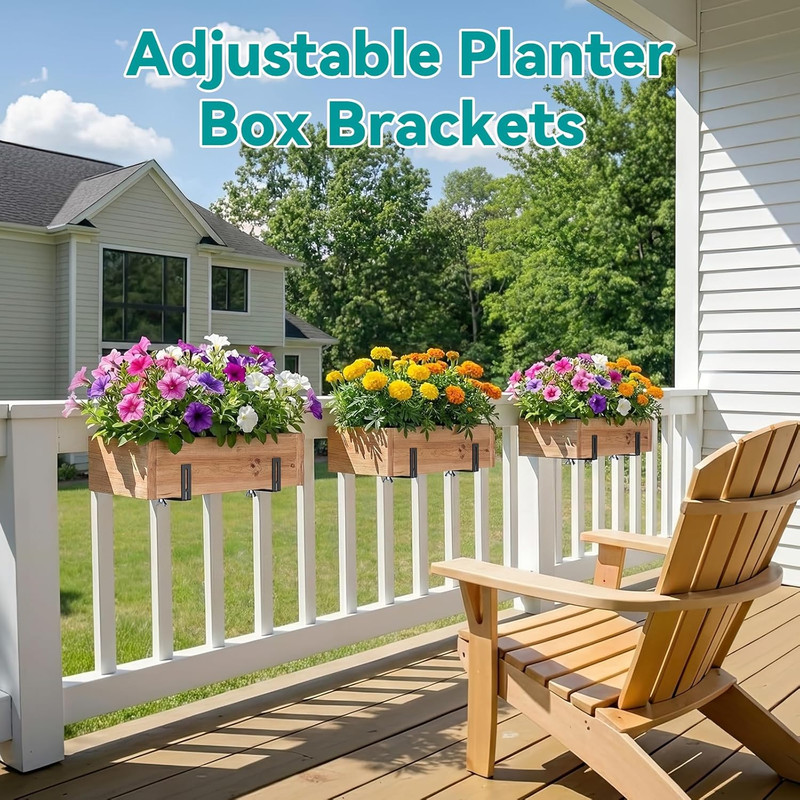 Adjustable Planter Box Brackets,Enhanced Bottom Support,Universal Outdoor Hangin gallery