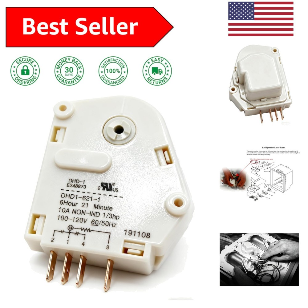 Universal Refrigerator Defrost Timer - 6 Hr 21 Min for Major Brands like Amana