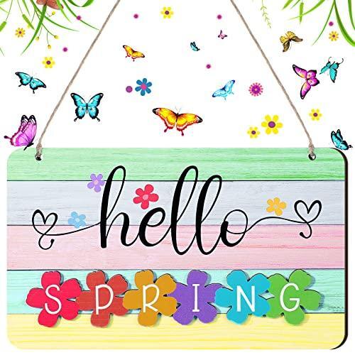 Hello Fall Winter Spring Summer Sign Rustic Wood Decor Farmhouse Wall Hanging gallery
