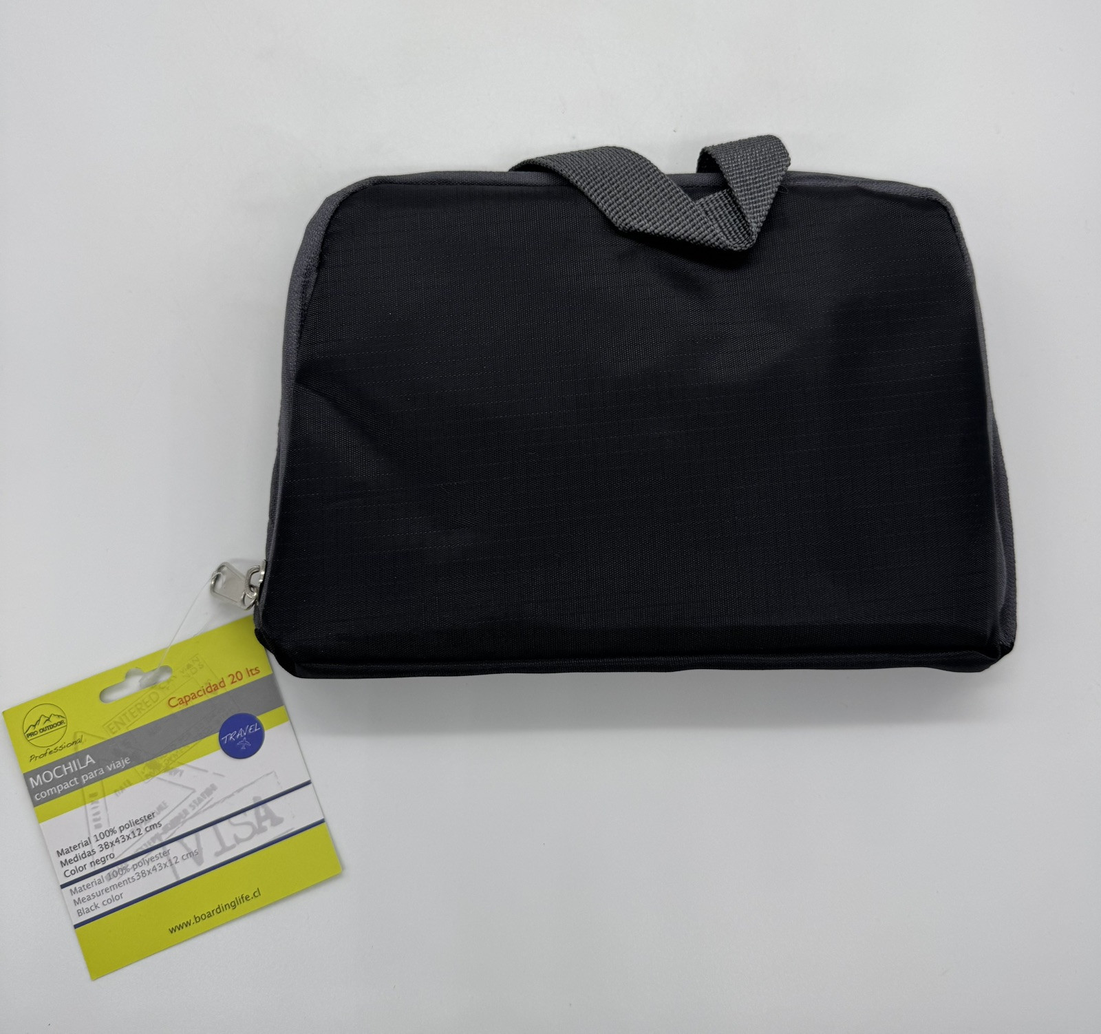 NWT Pro Outdoor Foldable Waterproof Black Backpack Polyester 38x43x12 cms