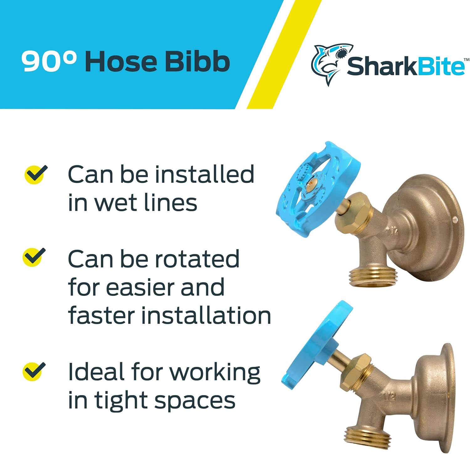 1/2 X 3/4 Inch MHT 90 Degree Hose Bibb, Multi Turn, Push to Connect Brass Plumbi gallery