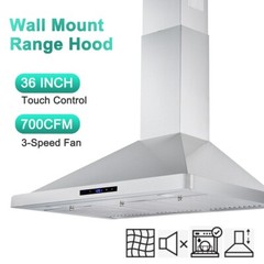 36 inch Wall Mount Range Hood 700CFM Stainless Steel Vent 3-speed Touch Control