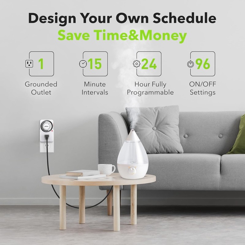 24-Hour Plug-In Mechanical Timer - Compact Energy-Saving Solution for Aquariums gallery