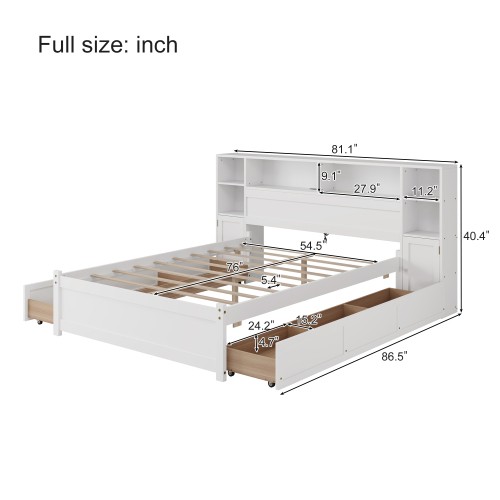 Twin Full Size Platform Bed with Storage Bookcase Headboard All-in-One Wall Beds gallery