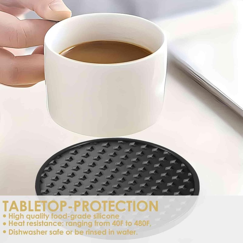 Silicone Coasters 6 Pack with Holder, Drink Coasters Set for Hot & Cold at Bar, gallery