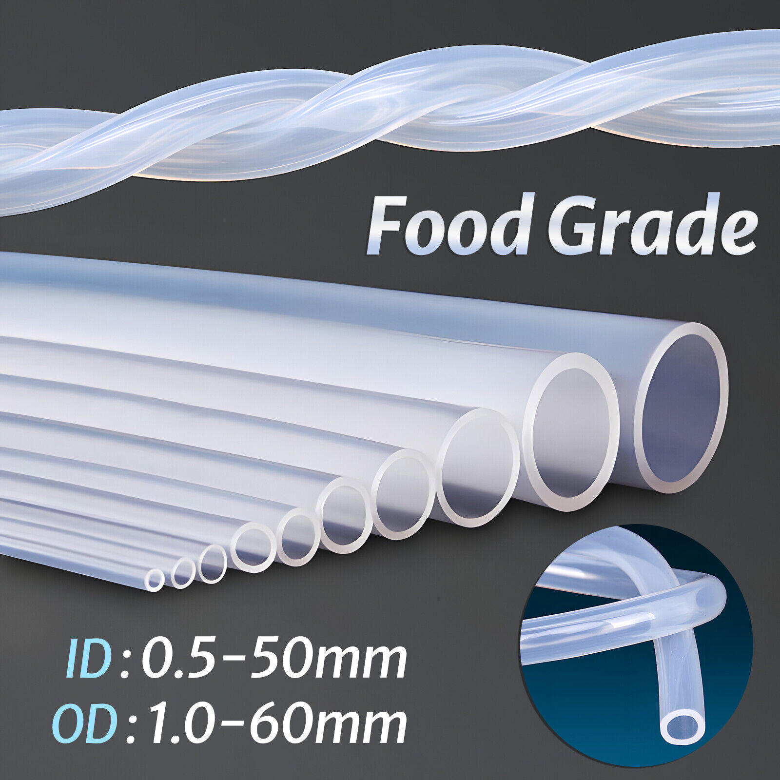 Clear Translucent Food Grade Silicone Vacuum Tube Beer Hose Pipe Soft Rubber gallery