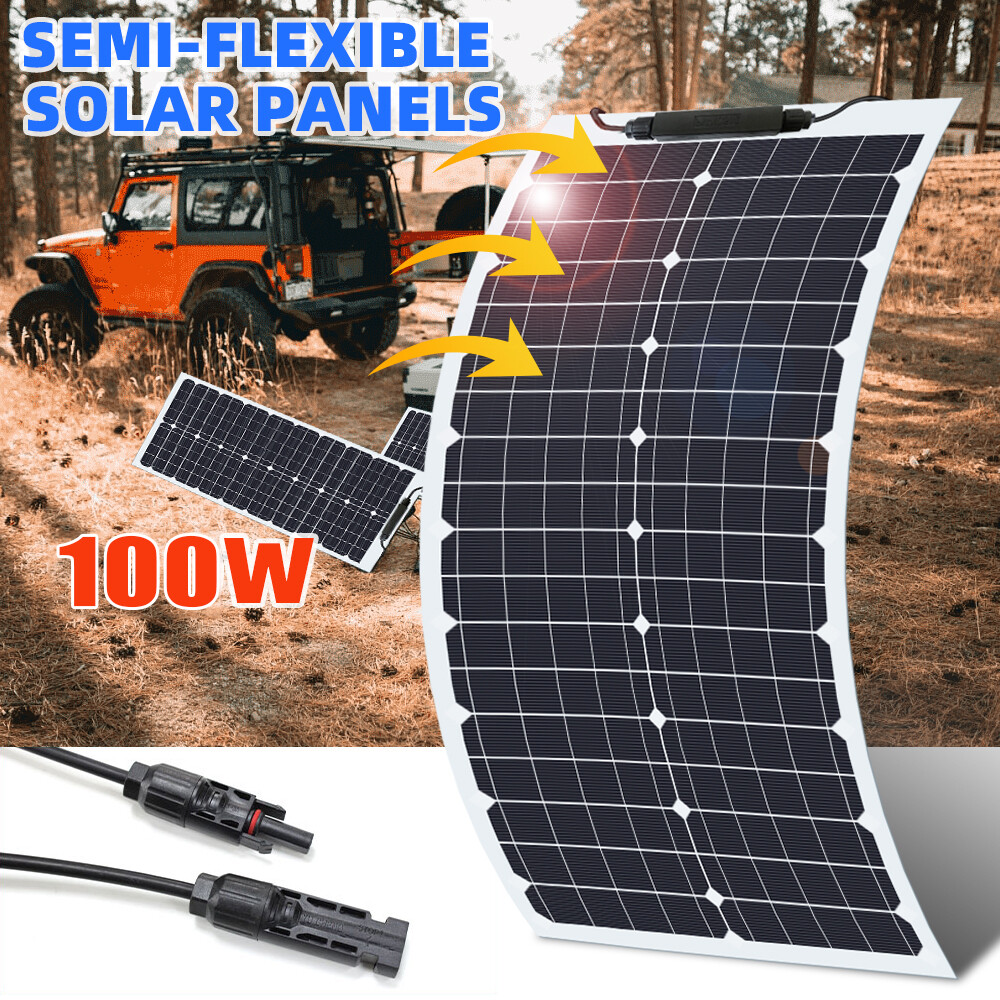 200W Flexible Solar Panel 12v Battery Charge Power Portable Mono Camping Home RV gallery