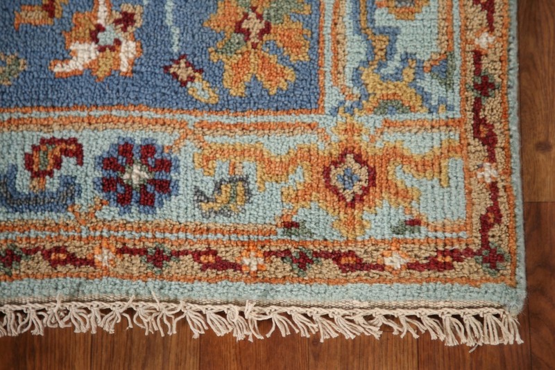 All-Over Heriz Serapi Blue Hand-Knotted Indian Carpet in Wool 5' 0" x 3' 0" gallery