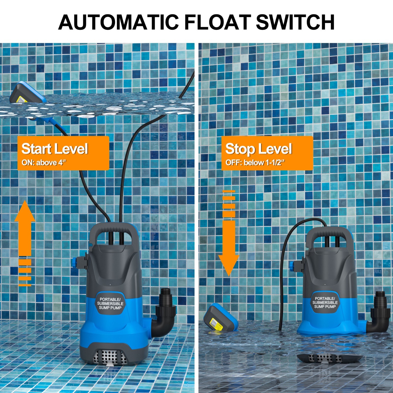 Sump Pump 1.2HP Clean/Dirty Submersible Water Draining Pump 5000GPH Water Pump gallery
