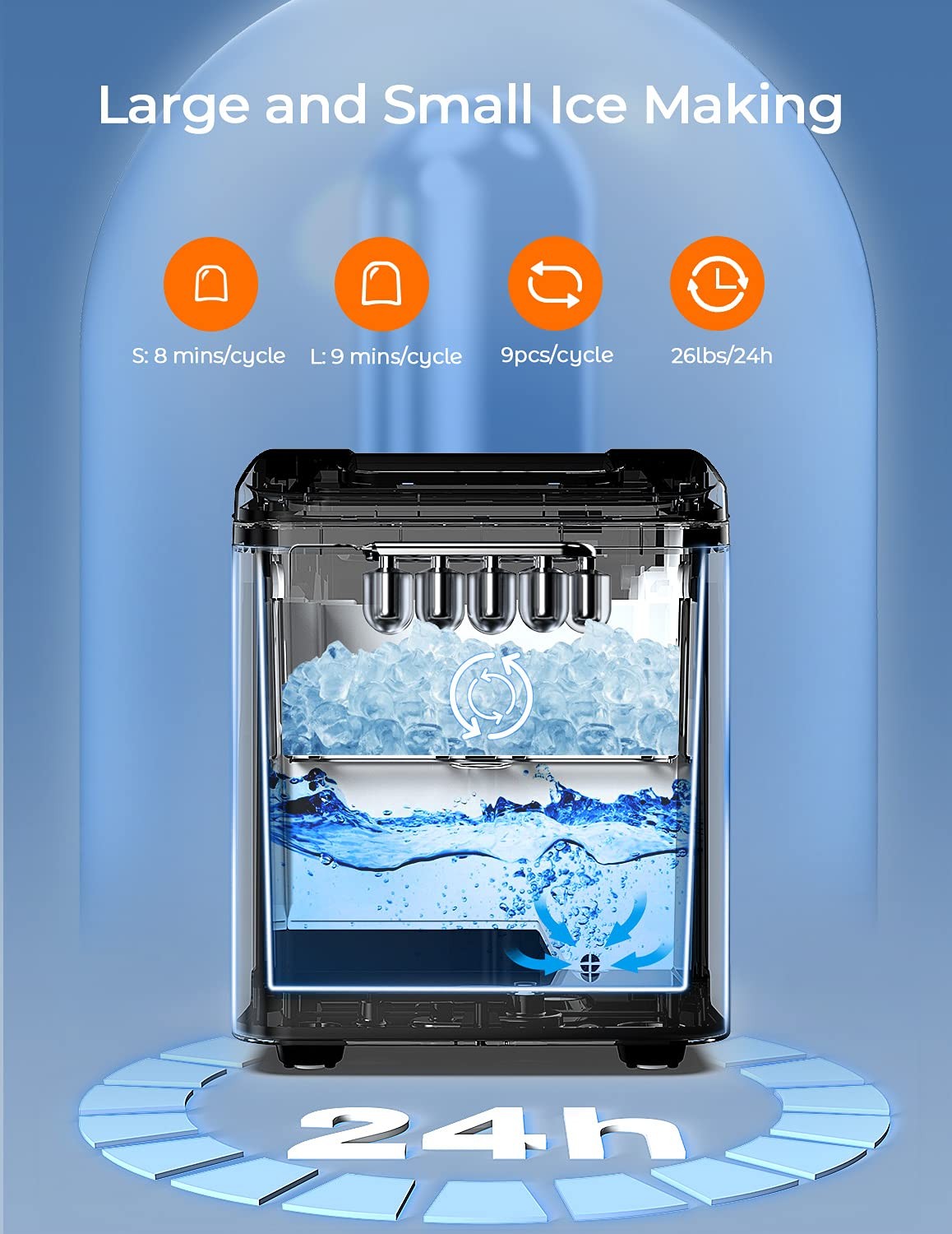 Dreamiracle Ice Maker Machine Countertop, 26 lbs in 24 Hours - Black gallery