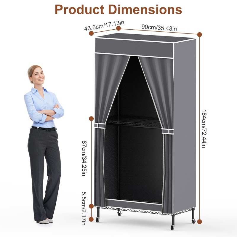 Heavy Duty Garment Rack Rolling Clothes Organizer Portable Closet Wardrobe Rack gallery